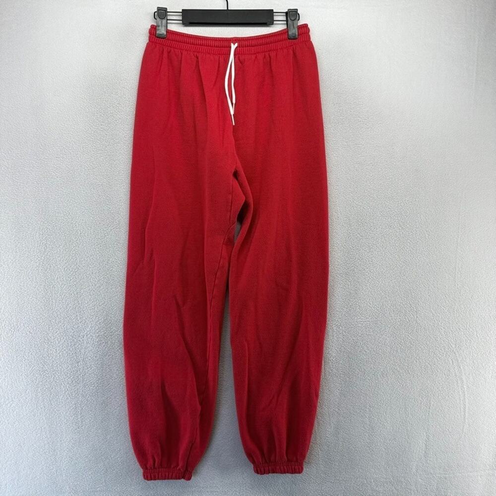 Vintages Hanes Sweatpants men's Medium Red Cuffed Joggers 80s Blank 50/50 blend